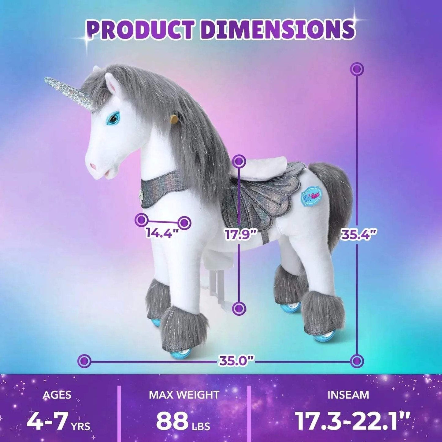Model Y® Unicorn Ride-On Toy Age 4–7 – Grey - ToylandEU