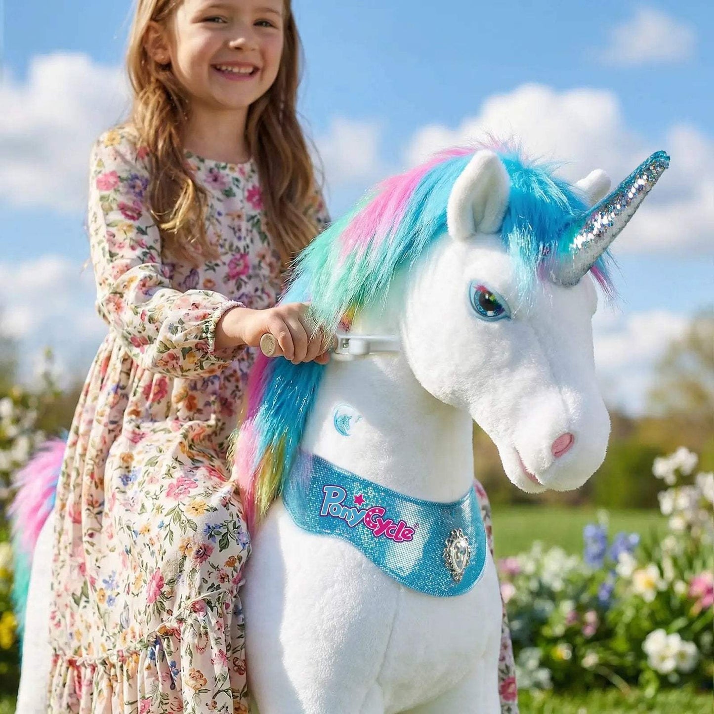 Model Y® Unicorn Ride-On Toy Age 4–7 – Rainbow - PonyCycle, Inc.
