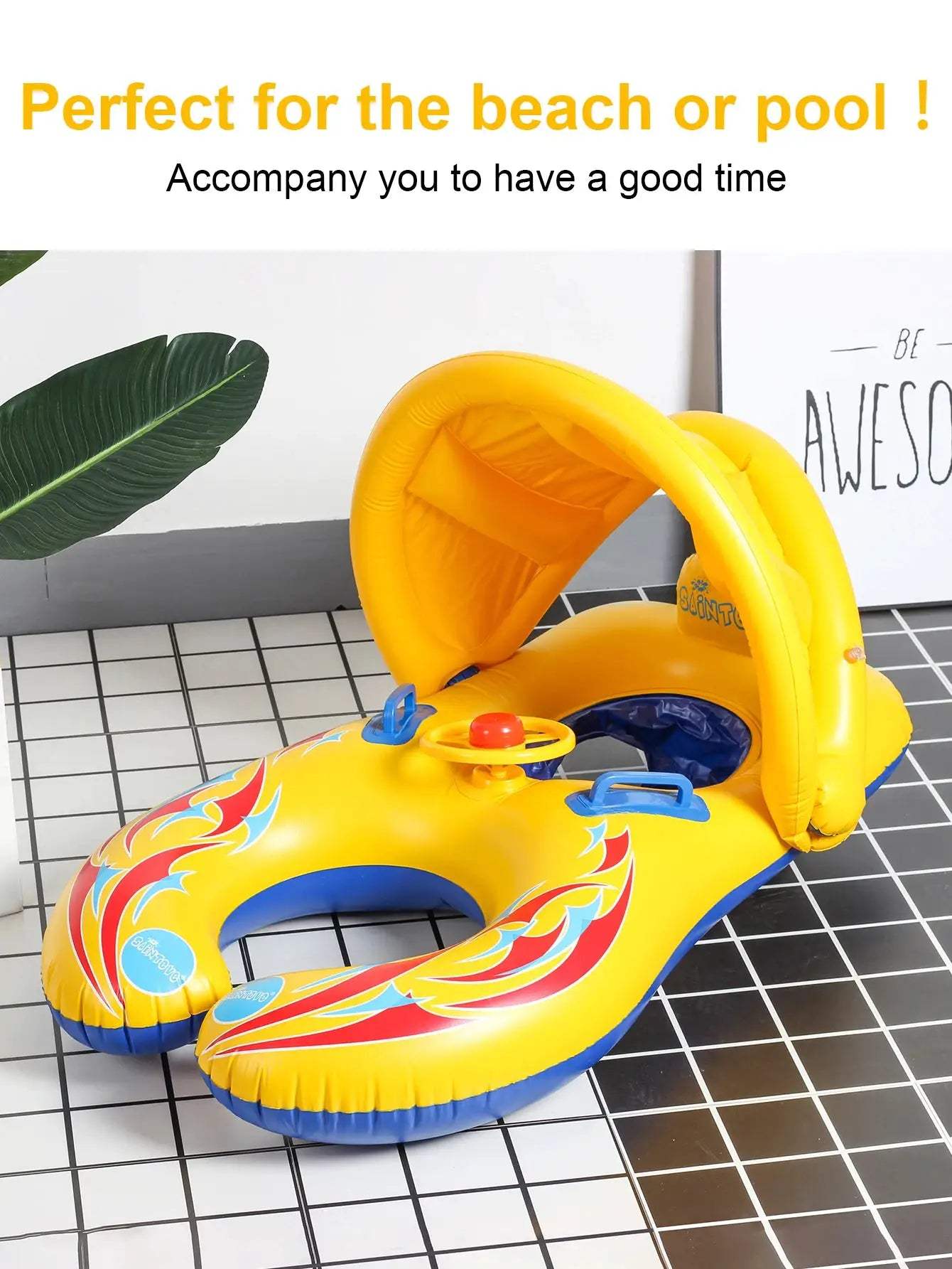 1PC Mommy and Me Pool Baby Float with Removable Canopy,Infant seat Float for Swimming Pool,1 Child - ToylandEU