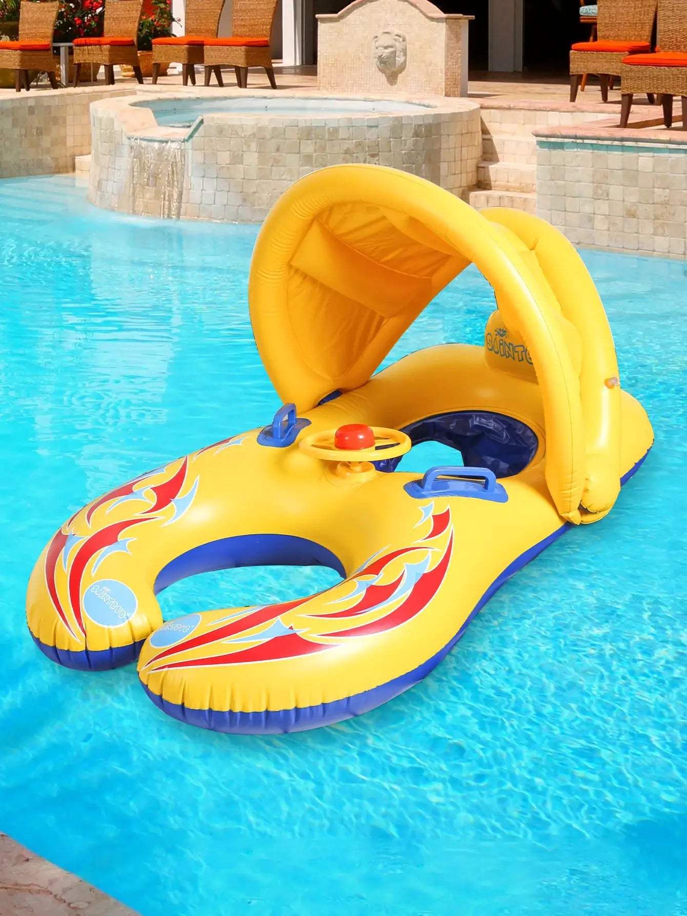 1PC Mommy and Me Pool Baby Float with Removable Canopy,Infant seat Float for Swimming Pool,1 Child - ToylandEU