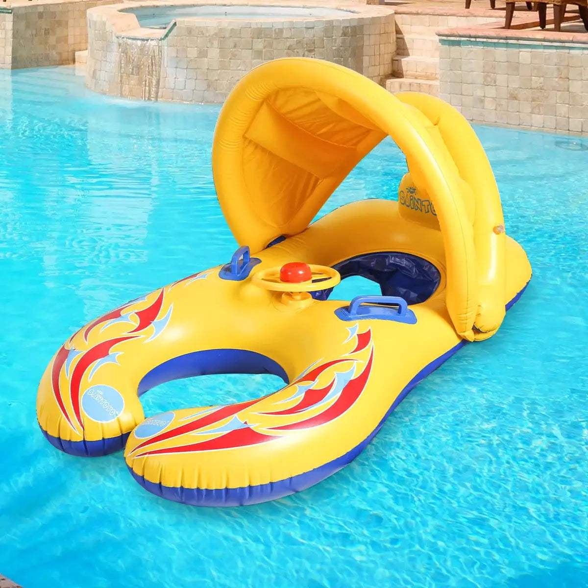 1PC Mommy and Me Pool Baby Float with Removable Canopy,Infant seat Float for Swimming Pool,1 Child - ToylandEU