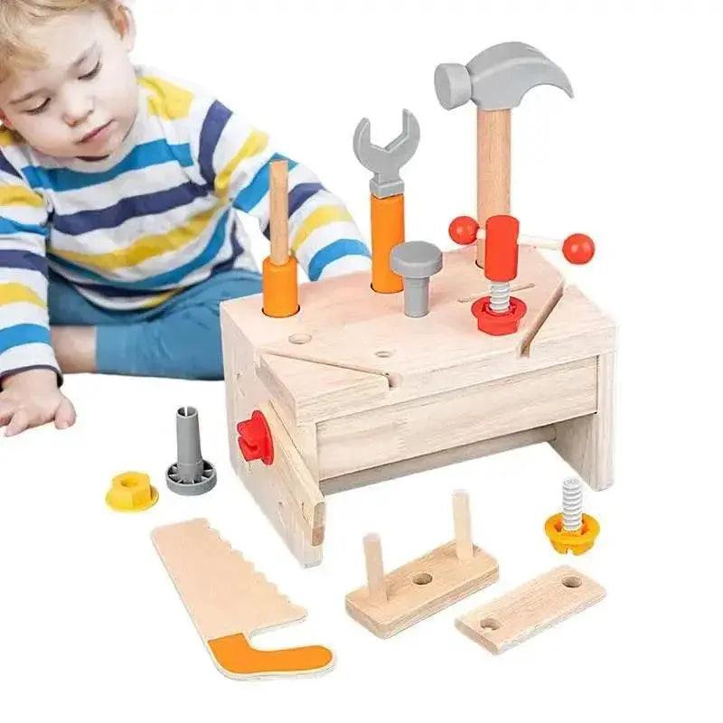  Montessori 16-Piece Wooden Tool Set for Kids With Portable Storage Box Rubber Wood -  ToylandEU™