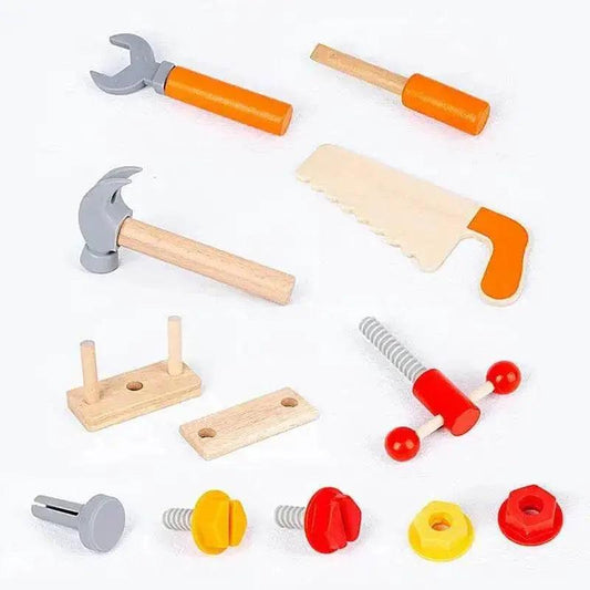  Montessori 16-Piece Wooden Tool Set for Kids With Portable Storage Box Rubber Wood -  ToylandEU™