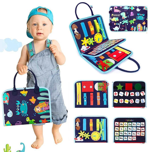 20-in-1 Montessori Toddler Busy Board Sensory Toy with DIY Panels for Fine Motor Skills Learning and Travel - ToylandEU