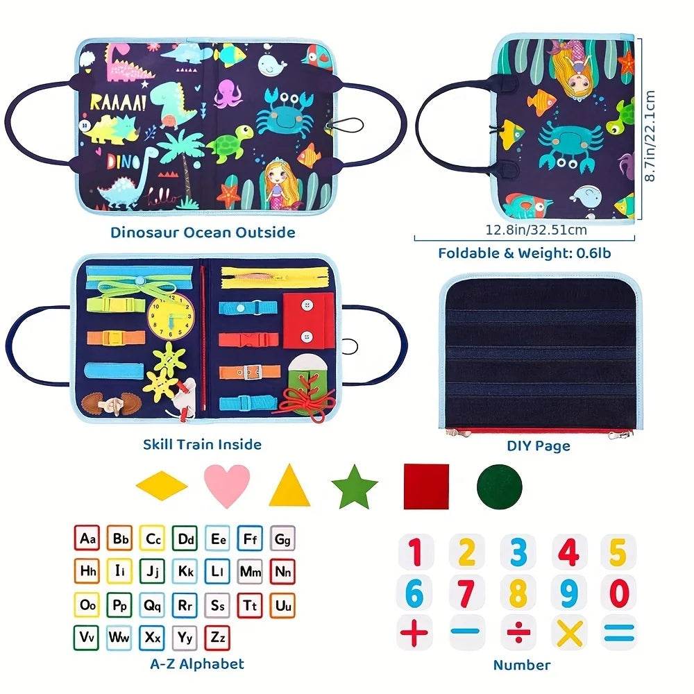 20-in-1 Montessori Toddler Busy Board Sensory Toy with DIY Panels for Fine Motor Skills Learning and Travel - ToylandEU