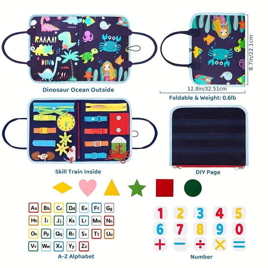 20-in-1 Montessori Toddler Busy Board Sensory Toy with DIY Panels for Fine Motor Skills Learning and Travel - ToylandEU