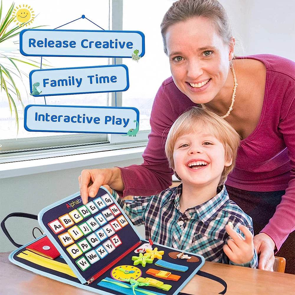 20-in-1 Montessori Toddler Busy Board Sensory Toy with DIY Panels for Fine Motor Skills Learning and Travel - ToylandEU