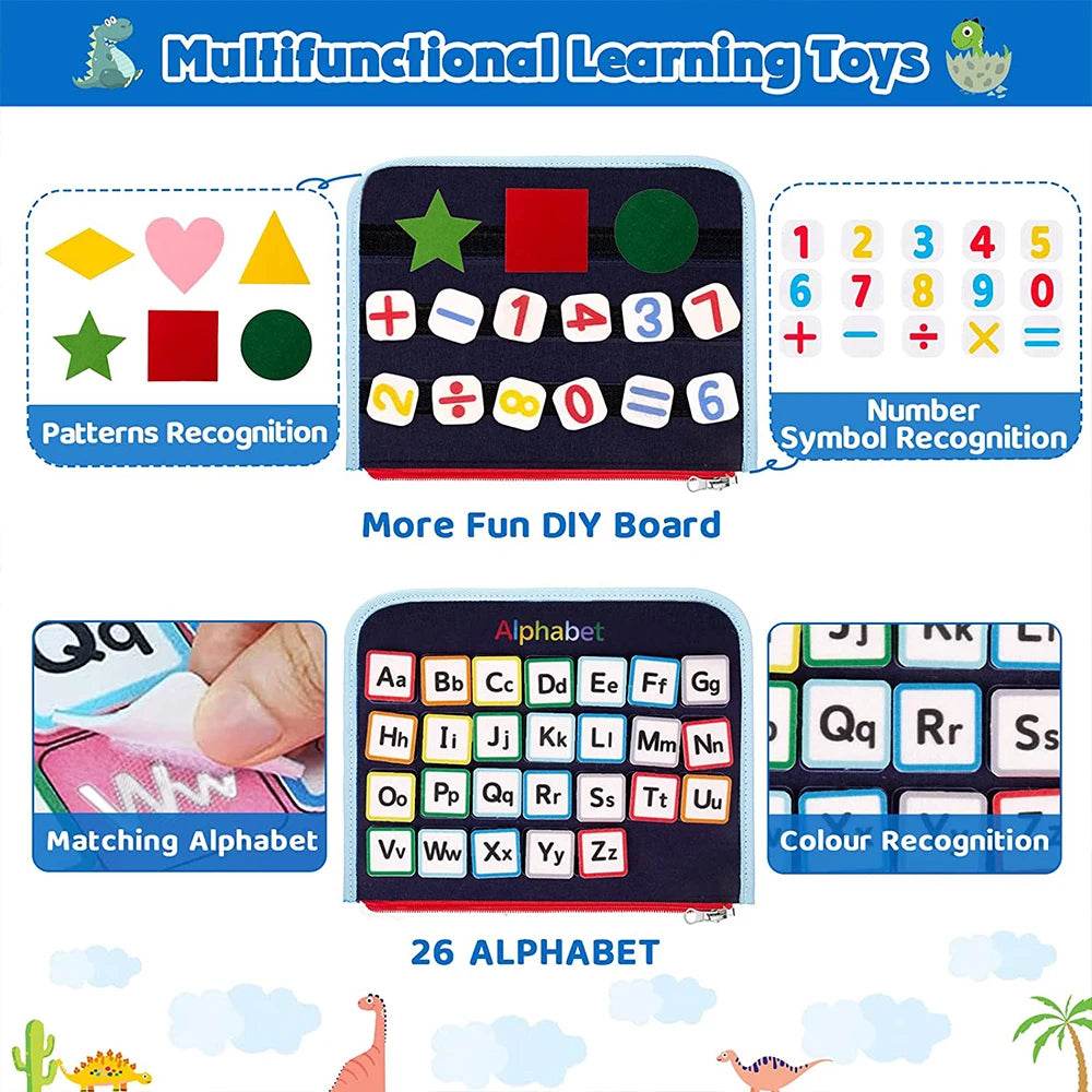 20-in-1 Montessori Toddler Busy Board Sensory Toy with DIY Panels for Fine Motor Skills Learning and Travel - ToylandEU