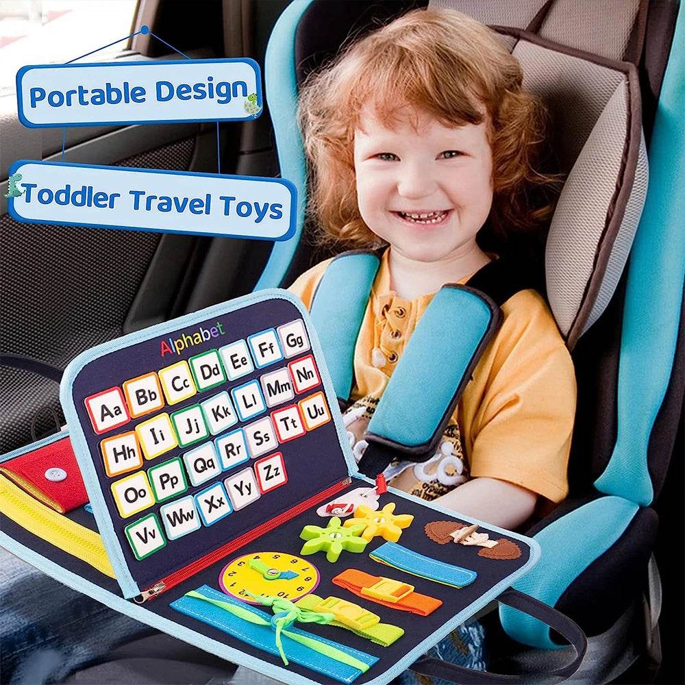 20-in-1 Montessori Toddler Busy Board Sensory Toy with DIY Panels for Fine Motor Skills Learning and Travel - ToylandEU