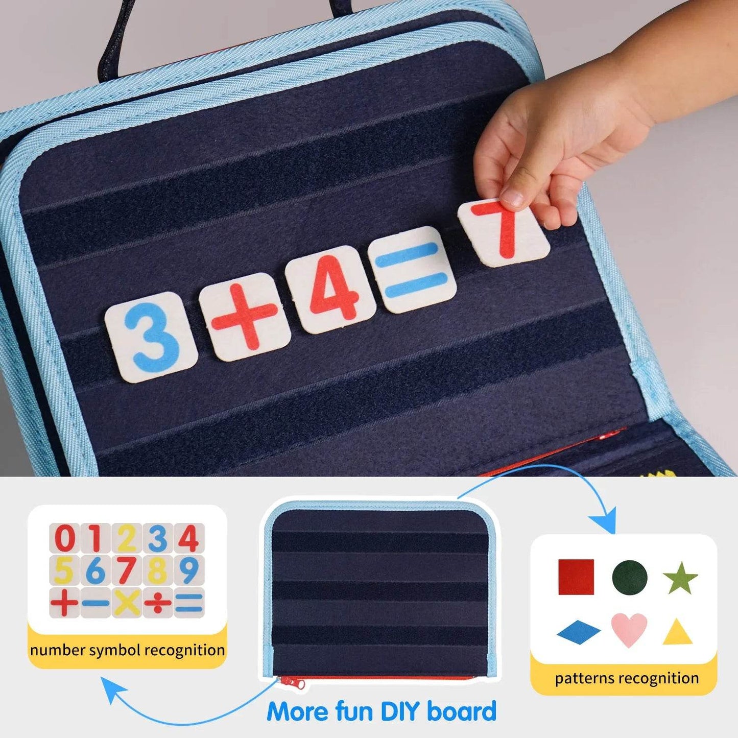 20-in-1 Montessori Toddler Busy Board Sensory Toy with DIY Panels for Fine Motor Skills Learning and Travel - ToylandEU