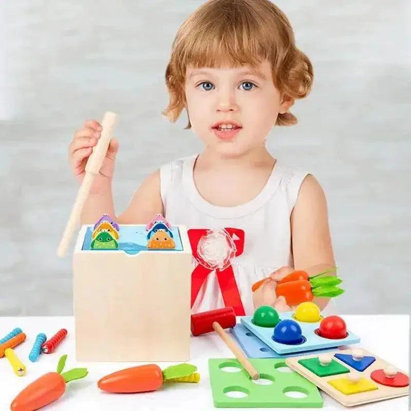  Montessori 5 In 1 Wooden Play Kit For Toddlers Age 1 And Up With Five Activities For Shape And Color Learning -  ToylandEU™