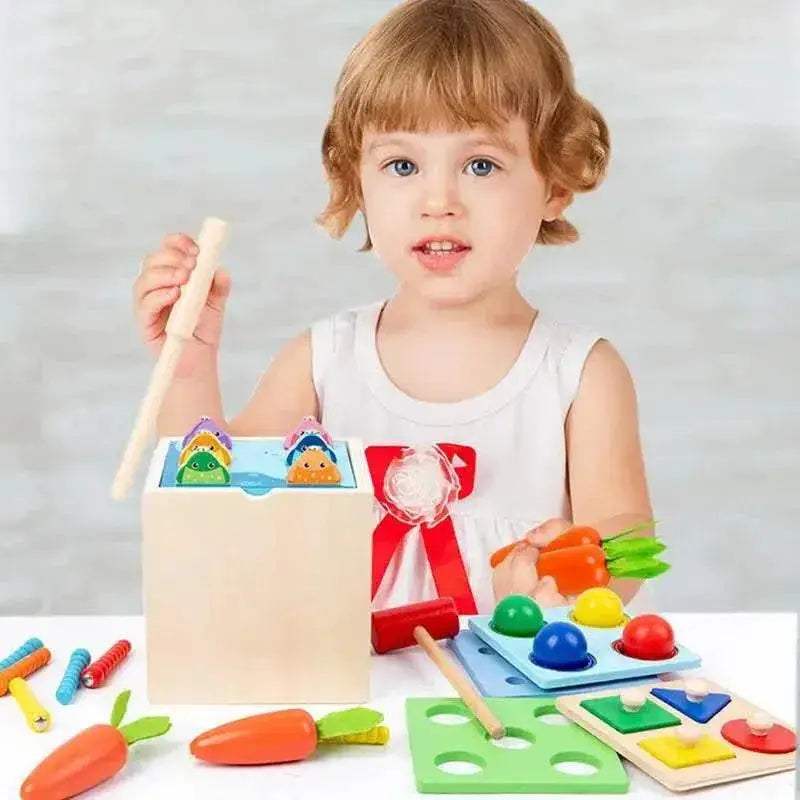  Montessori 5 In 1 Wooden Play Kit For Toddlers Age 1 And Up With Five Activities For Shape And Color Learning -  ToylandEU™