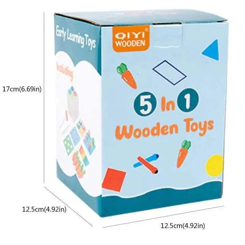  Montessori 5 In 1 Wooden Play Kit For Toddlers Age 1 And Up With Five Activities For Shape And Color Learning -  ToylandEU™
