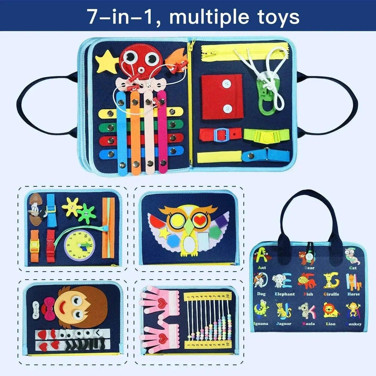  Montessori 7 in 1 Busy Board for 3-6 Year Olds Sensory Learning Toy Fine Motor Skills -  ToylandEU™