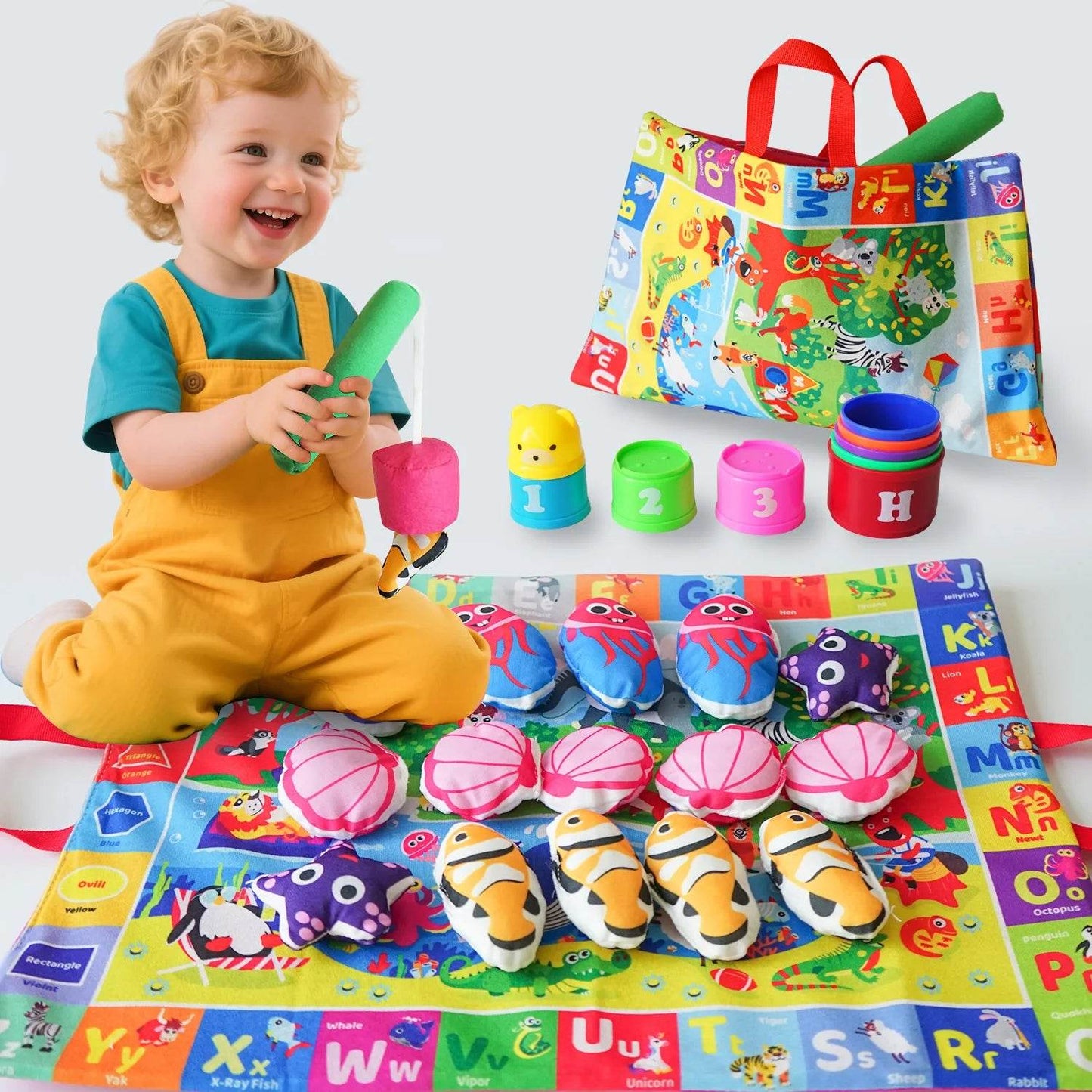 Montessori ABC 123 Colors Fishing Toy Develops Language Motor Skills Creativity - ToylandEU