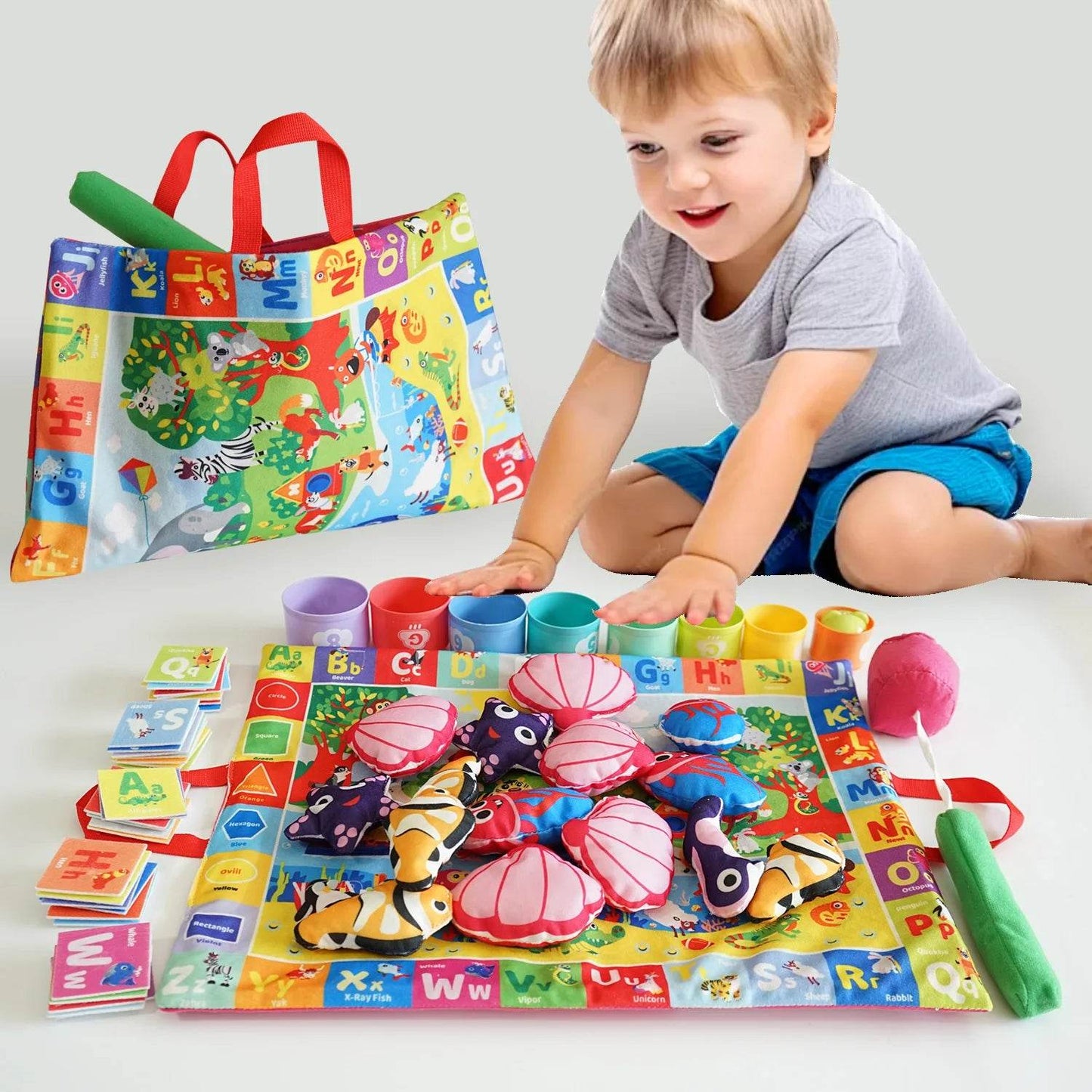 Montessori ABC 123 Colors Fishing Toy Develops Language Motor Skills Creativity - ToylandEU