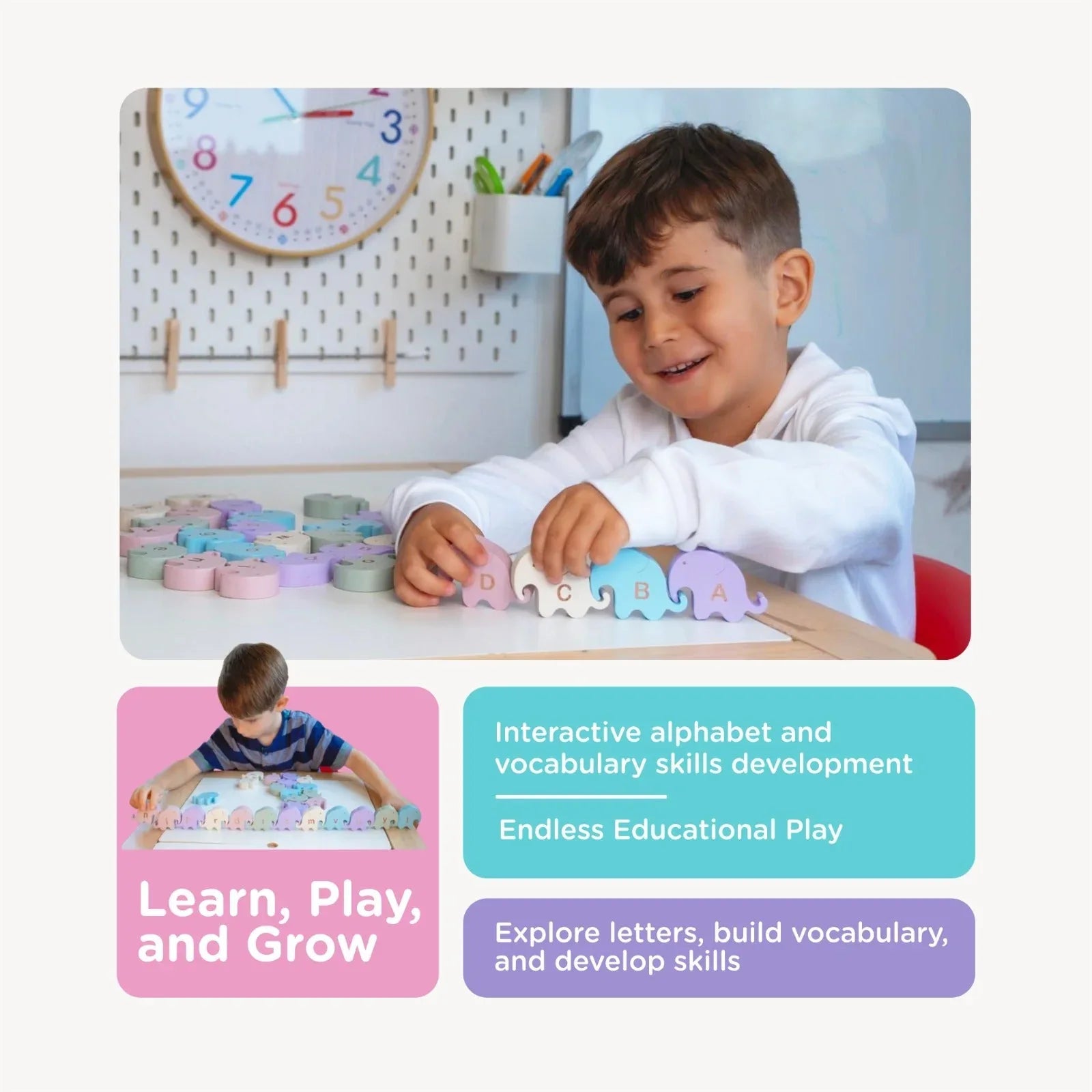 Montessori Alphabet Elephants 26 Piece Educational Toy For Toddlers - ToylandEU