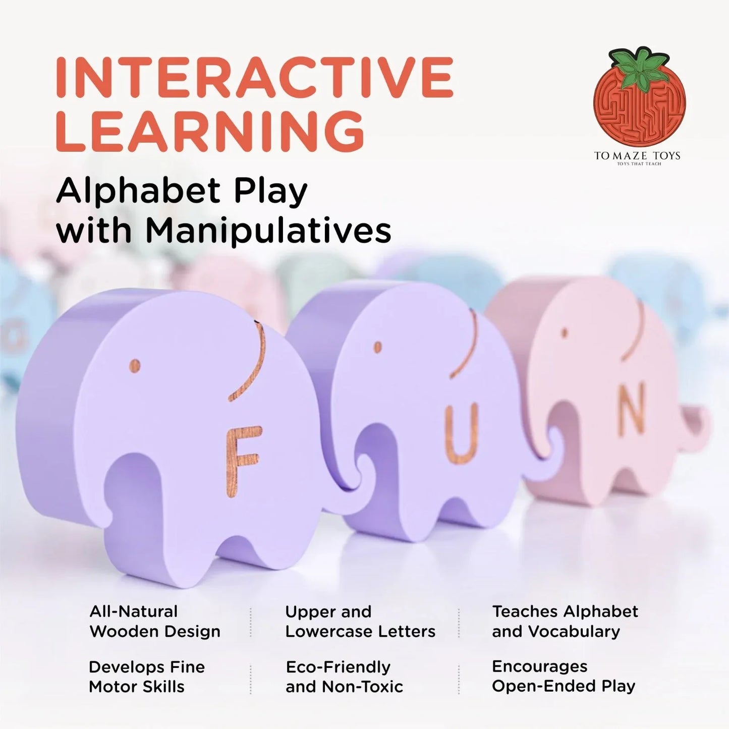 Montessori Alphabet Elephants 26 Piece Educational Toy For Toddlers - ToylandEU
