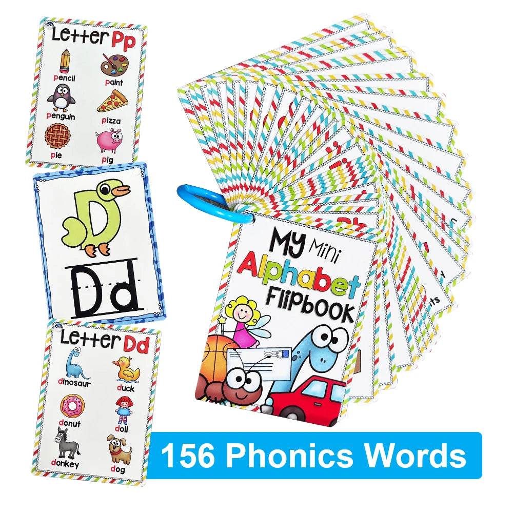 Alphabet 26 Letters 156 Phonics Words English Flash Cards for Kids Early Development Montessori Educational Toys - ToylandEU