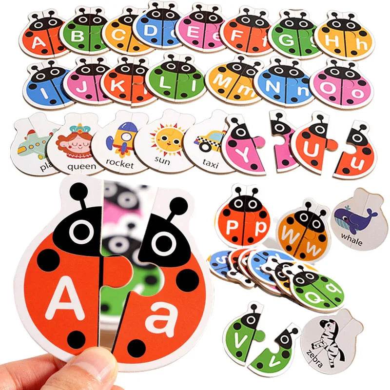 Alphabet Learning Puzzle Toys Matching Letter Game Montessori Wooden Educational Toys for Toddlers Preschool Learning Activities - ToylandEU