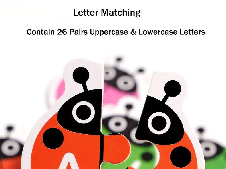 Alphabet Learning Puzzle Toys Matching Letter Game Montessori Wooden Educational Toys for Toddlers Preschool Learning Activities - ToylandEU