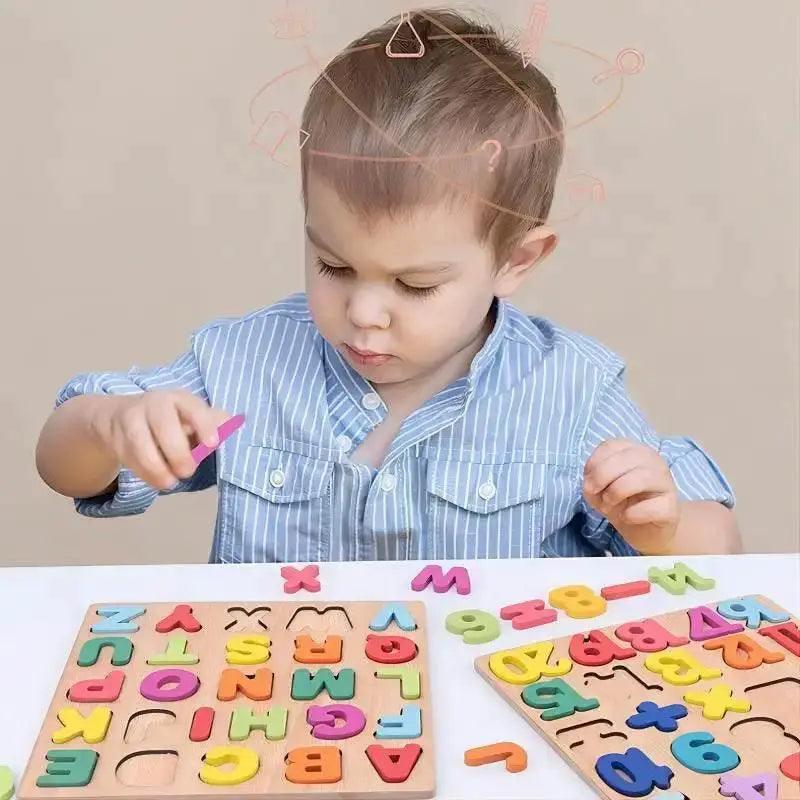  Montessori Alphabet Number Wooden Puzzle For Early Learning Colorful Educational Baby Toys -  ToylandEU™