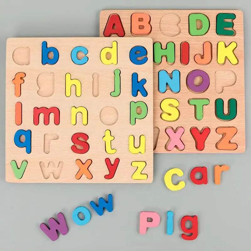 Montessori Educational Baby Toys Colorful Alphabet Number Wooden Puzzles Kids Matching Game - ToylandEU