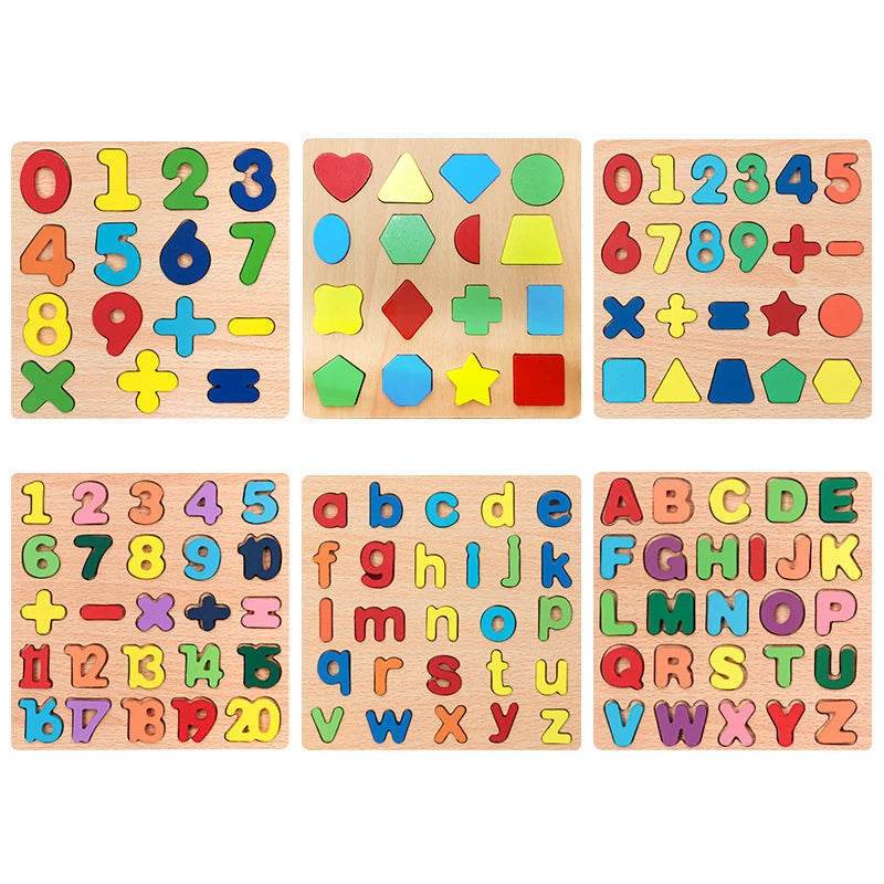 Montessori Educational Baby Toys Colorful Alphabet Number Wooden Puzzles Kids Matching Game - ToylandEU