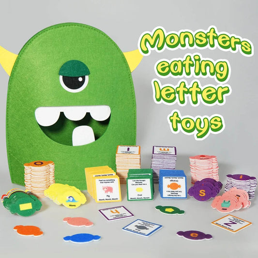 Montessori Alphabet Toy Set 231pcs Felt Monster ABC Letters with Flash Cards for Preschool Kids - ToylandEU