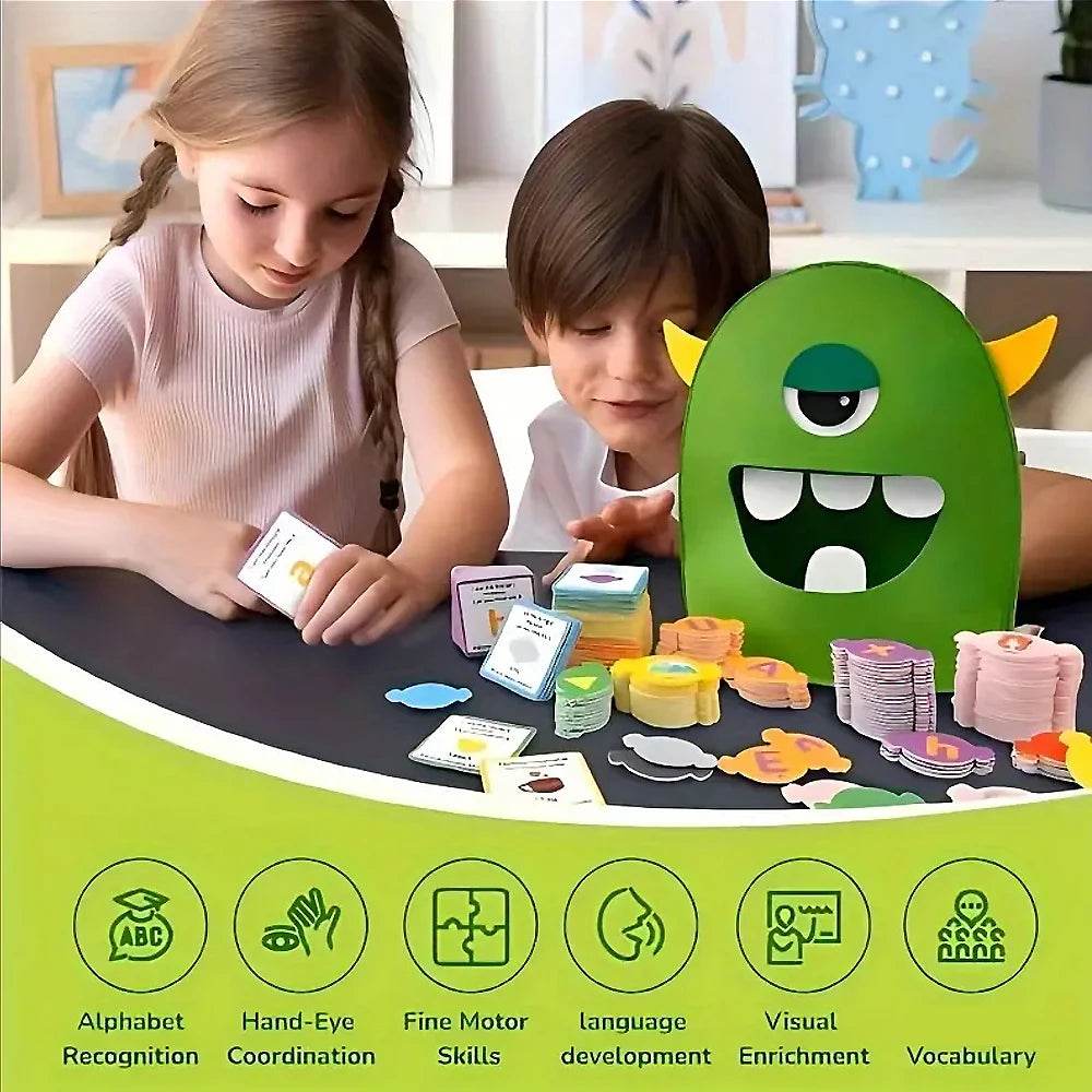Montessori Alphabet Toy Set 231pcs Felt Monster ABC Letters with Flash Cards for Preschool Kids - ToylandEU
