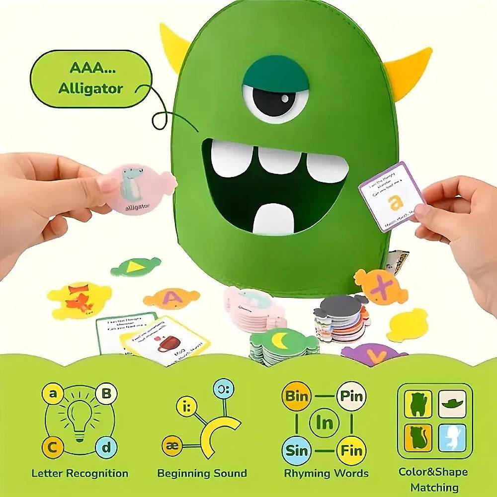 Montessori Alphabet Toy Set 231pcs Felt Monster ABC Letters with Flash Cards for Preschool Kids - ToylandEU