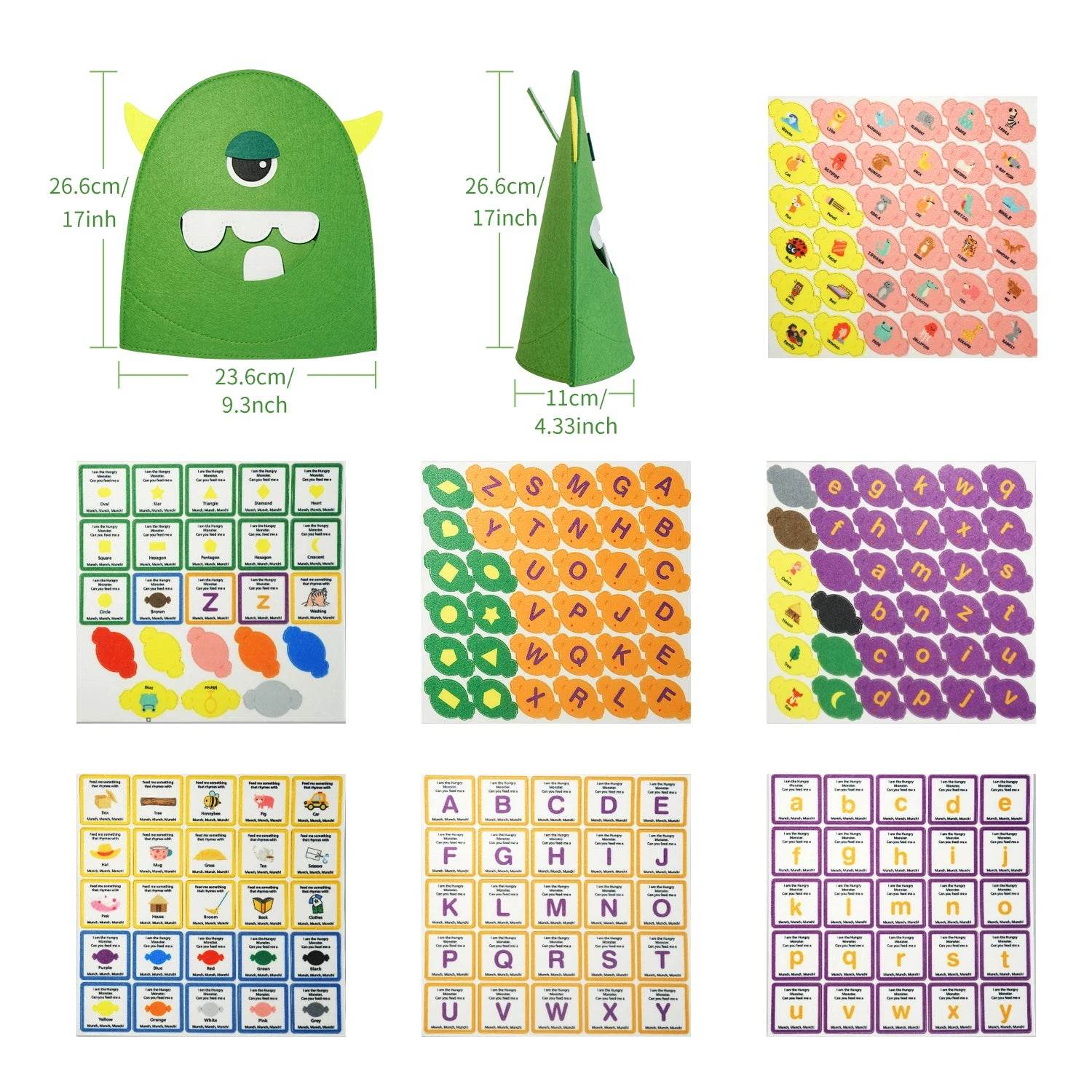 Montessori Alphabet Toy Set 231pcs Felt Monster ABC Letters with Flash Cards for Preschool Kids - ToylandEU