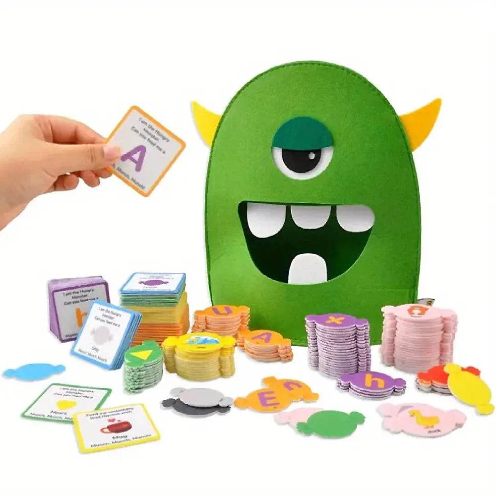 Montessori Alphabet Toy Set 231pcs Felt Monster ABC Letters with Flash Cards for Preschool Kids - ToylandEU