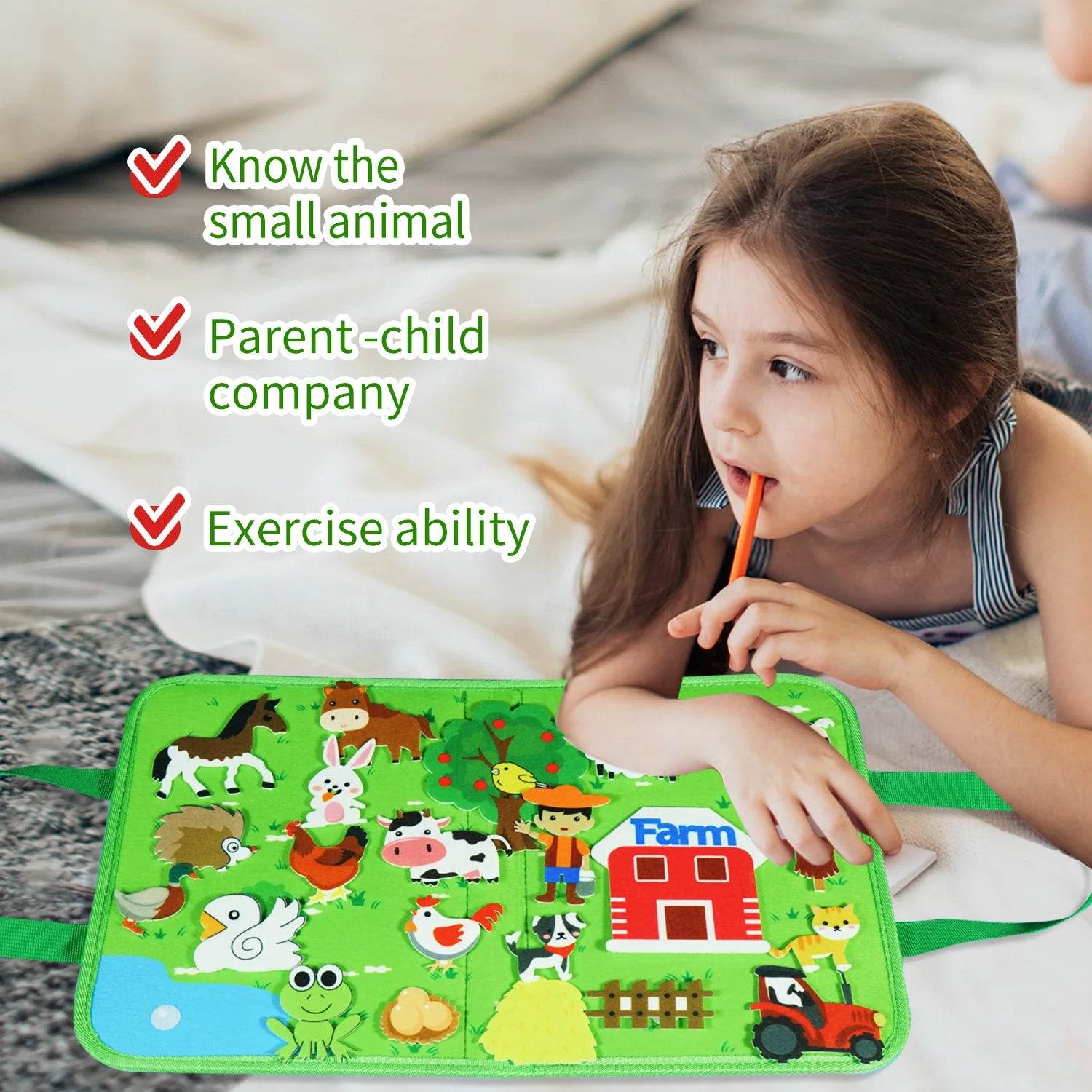 Montessori Animal Busy Board Farm Space Insects Ocean Arctic Flannel Sensory Toy for Kids Ideal Birthday Gift - ToylandEU