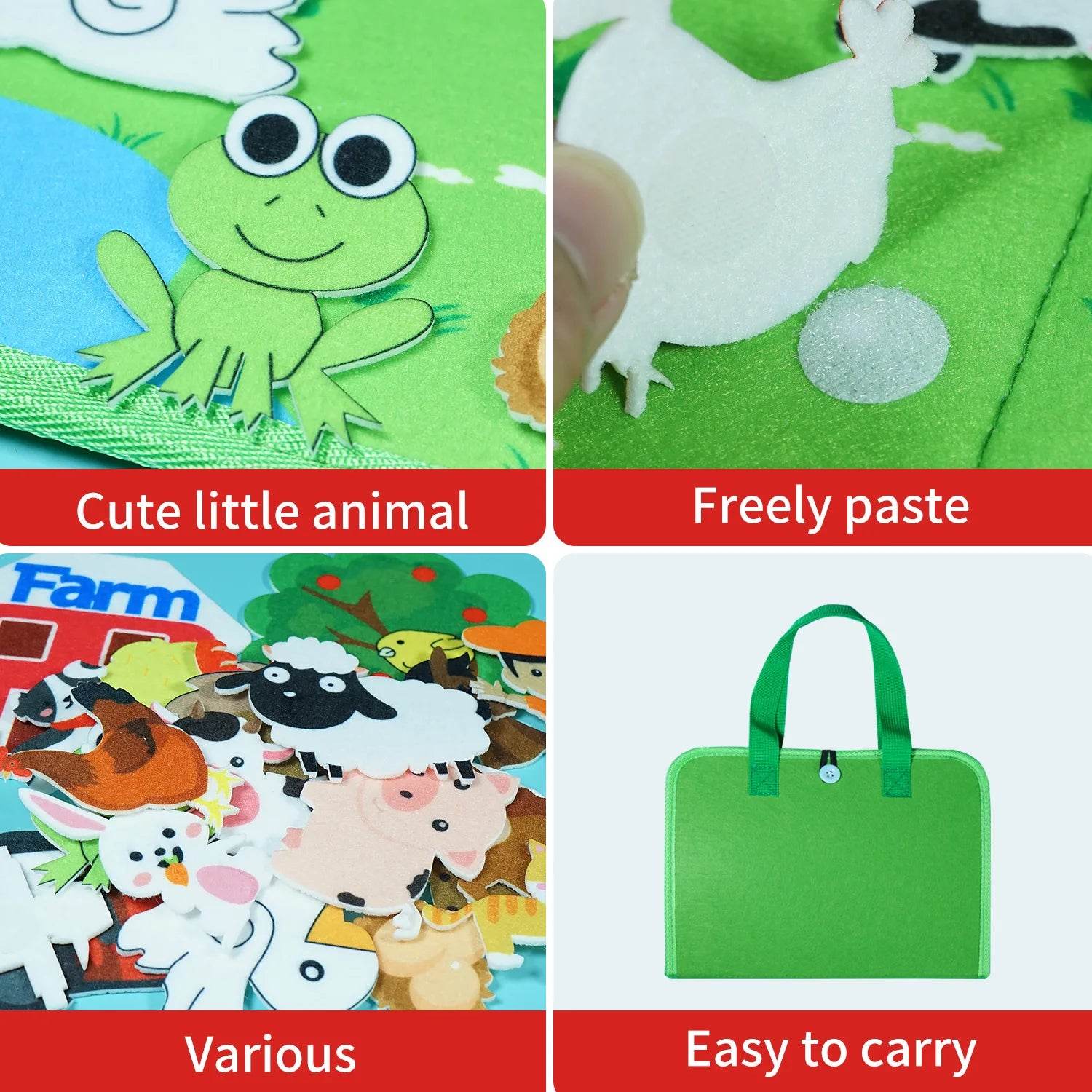 Montessori Animal Busy Board Farm Space Insects Ocean Arctic Flannel Sensory Toy for Kids Ideal Birthday Gift - ToylandEU
