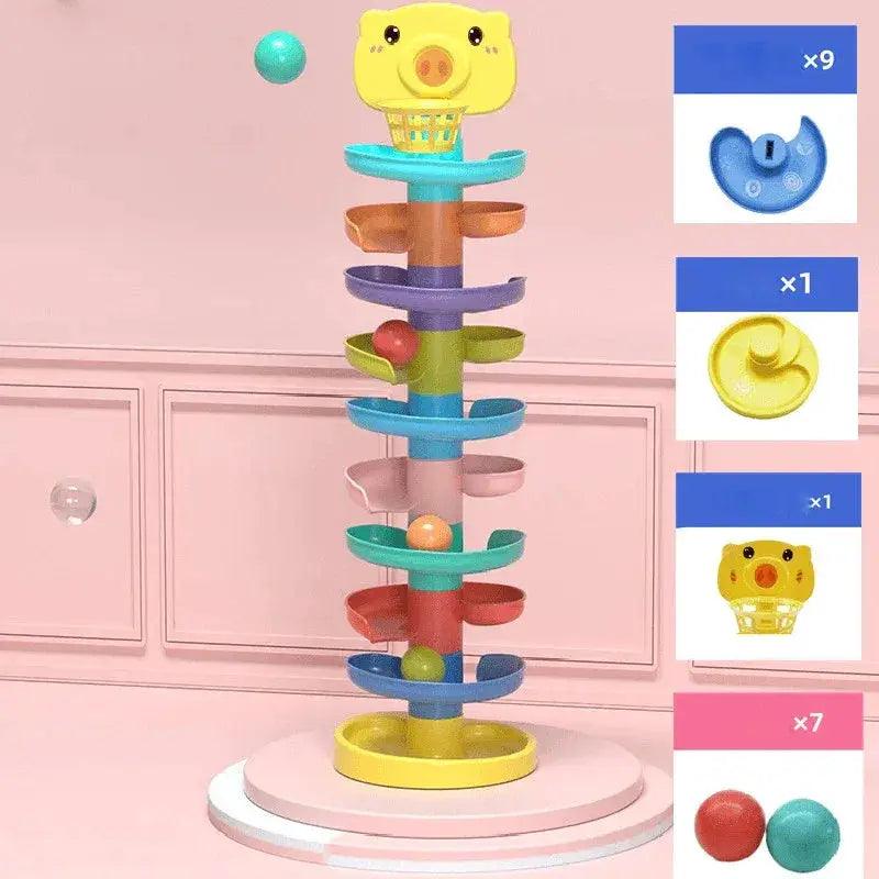  Montessori Ball Drop Toy Rotating Rainbow Tower Safe -  ToylandEU™