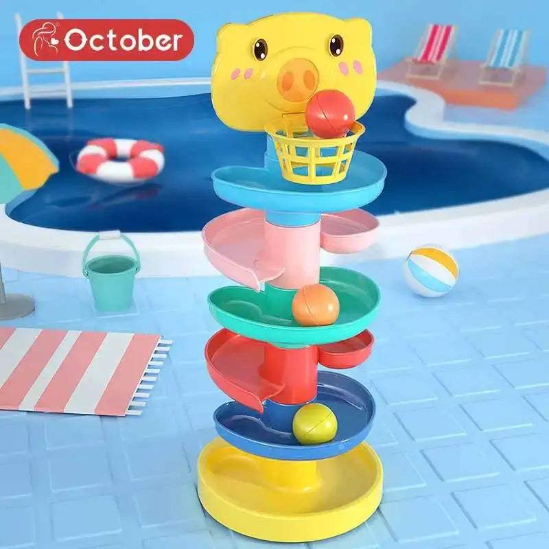 Montessori Ball Drop Toy for Toddlers Rotating Rainbow Tower - ToylandEU