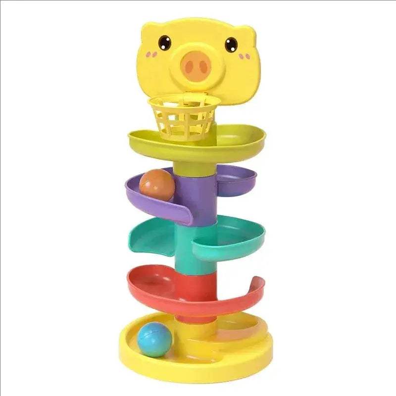 Montessori Ball Drop Toy for Toddlers Rotating Rainbow Tower - ToylandEU