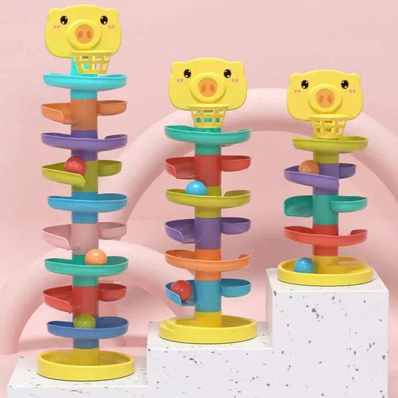 Montessori Ball Drop Toy for Toddlers Rotating Rainbow Tower - ToylandEU