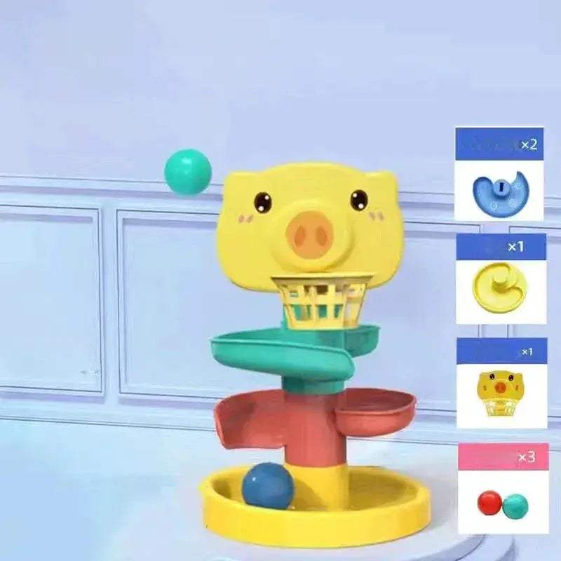 Montessori Ball Drop Toy for Toddlers Rotating Rainbow Tower - ToylandEU