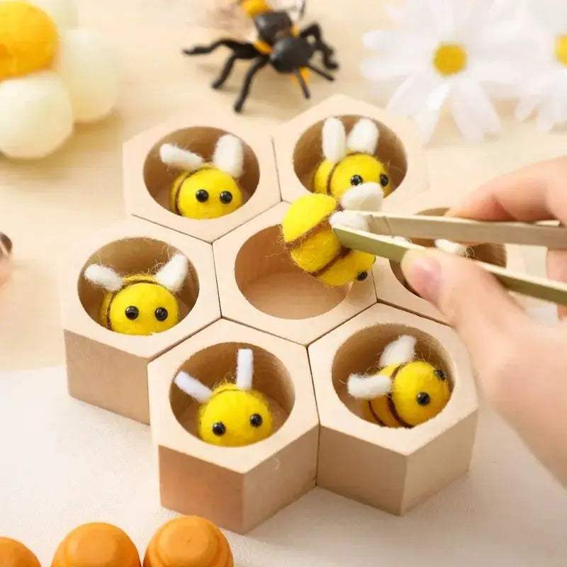 Montessori Bee Wooden Toy For Babies 0-12 Months Sensory Play - ToylandEU