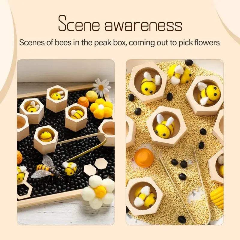 Montessori Bee Wooden Toy For Babies 0-12 Months Sensory Play - ToylandEU