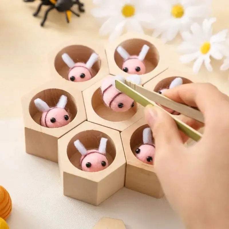 Montessori Bee Wooden Toy For Babies 0-12 Months Sensory Play - ToylandEU