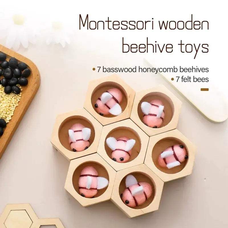 Montessori Bee Wooden Toy For Babies 0-12 Months Sensory Play - ToylandEU