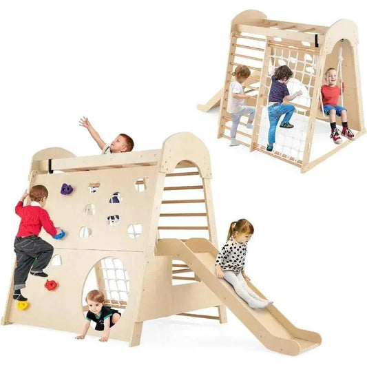  Montessori Beech Wood Indoor Playground Eight In One -  ToylandEU™