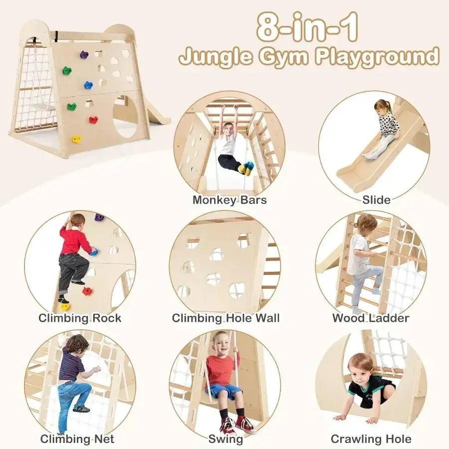  Montessori Beech Wood Indoor Playground Eight In One -  ToylandEU™