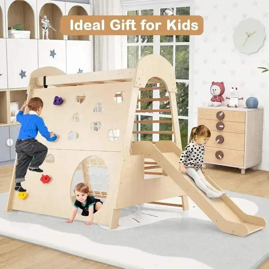 Montessori Beech Wood Indoor Playground Eight In One For Toddlers - ToylandEU