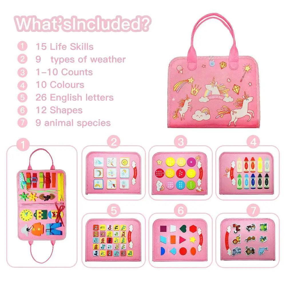  Montessori Busy Board 7-in-1 Alphabet Numbers Shapes Toy 3-6 -  ToylandEU™