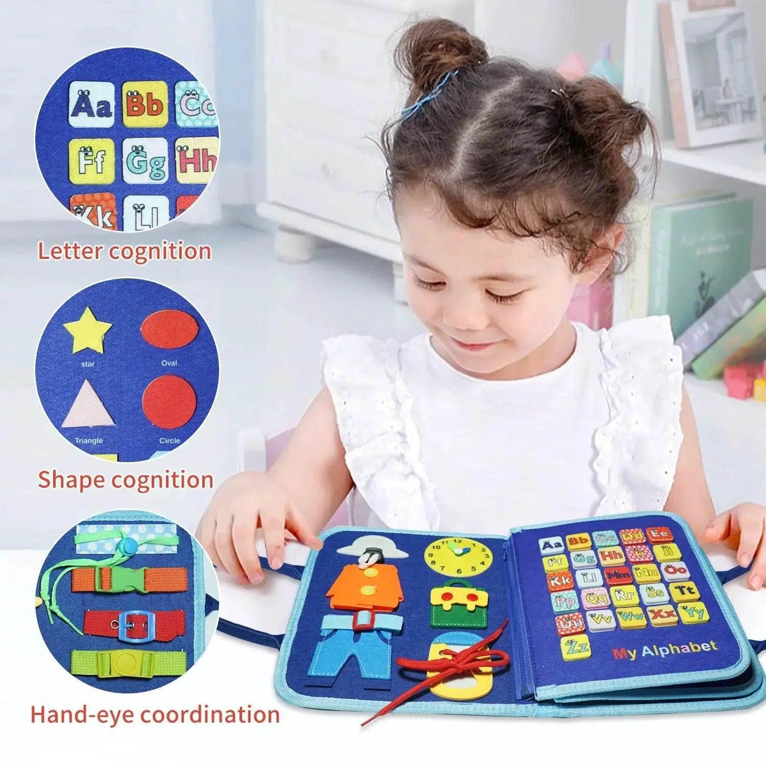  Montessori Busy Board 7-in-1 Alphabet Numbers Shapes Toy 3-6 -  ToylandEU™
