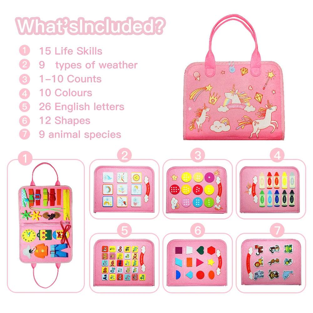 7-in-1 Montessori Busy Board Alphabet Numbers Shapes Learning Toy Best Birthday Gift for Toddlers 3-6 - ToylandEU